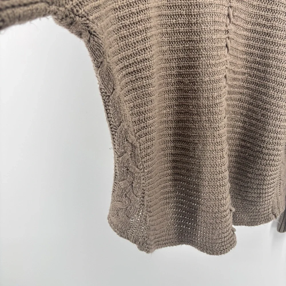 Pink Rose‎ Women M Open Cardigan Sweater Beige Tan Crochet Knit Boho
